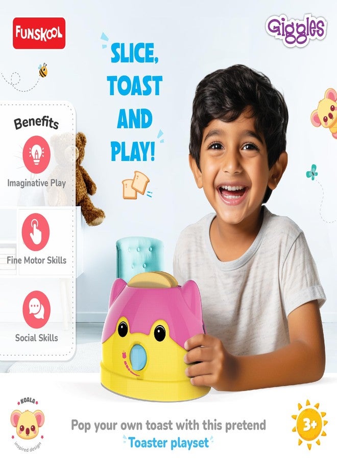 فنسكول مجموعة ألعاب Funskool Giggles Happy Lil Home-Toaster، لعبة مطبخ مستوحاة من الكوالا للعب الأدوار، شرائح خبز واقعية، للأطفال من عمر 3 سنوات فما فوق. - Image 5